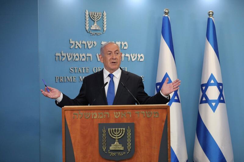 Nöjd premiärminister Netanyahu i Israel.