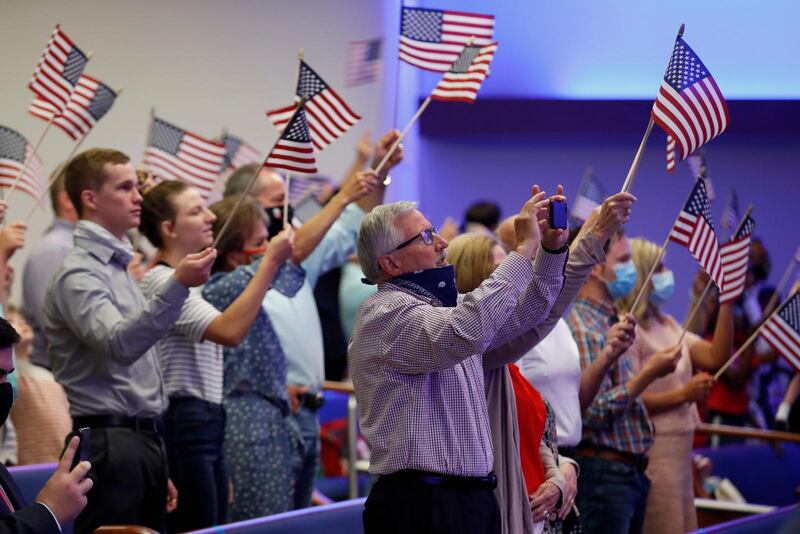 Patriotismen färgade söndagens gudstjänst i Texas.