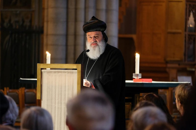 Den syrisk-ortodoxa patriarken Ignatius Aphrem II talade under invigningen.