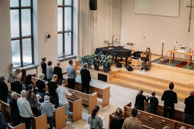 Första gudstjänsten sedan restriktionerna på grund av Coronapandemin. 3 Oktober 2021.