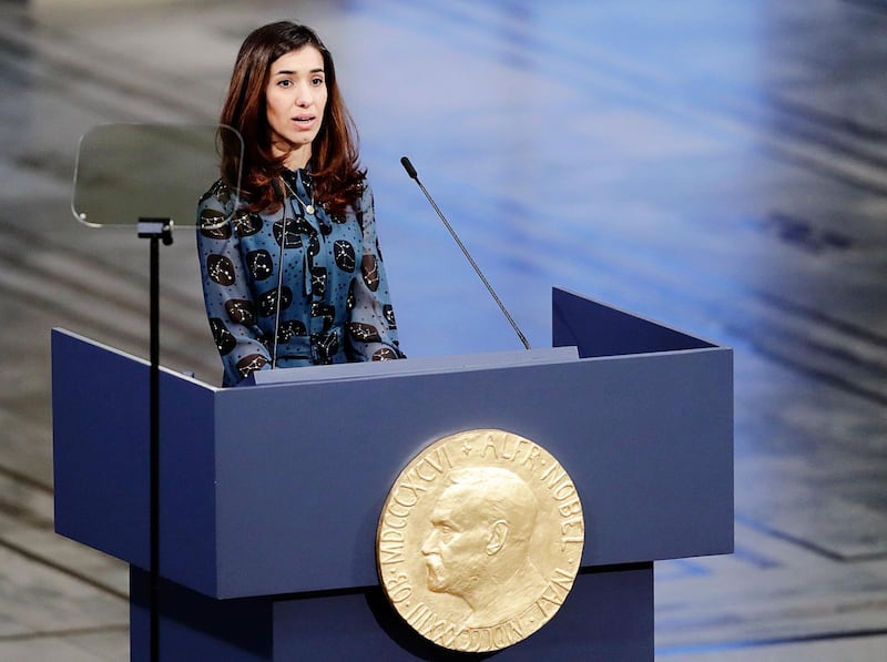 Nobel laureate Nadia Murad, part of the Yazidi ethic group in northern Iraq.