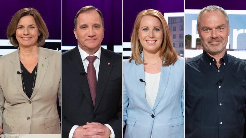 Partiledarna bakom Januariavtalet, från vänster: Isabella Löfvin (MP), Stefan Löfven (S), Annie Lööf (C), Jan Björklund (L).