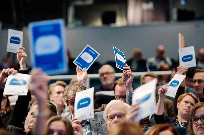 Röstning vid Liberalernas landsmöte i Västerås.