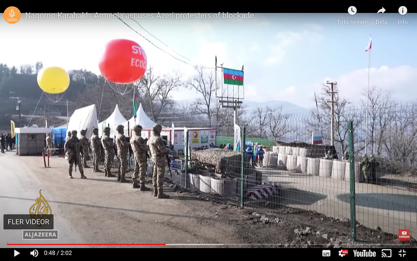 Demonstranter blockerar sedan den 12 december den enda landvägen till bergsenklaven Nagorno-Karabach.