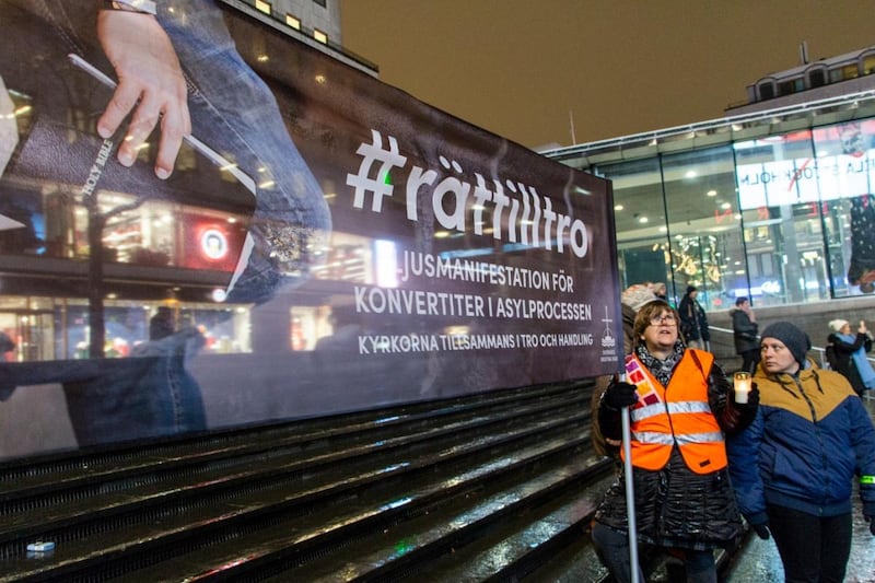 Manifestationen på Sergels torg i Stockholm.