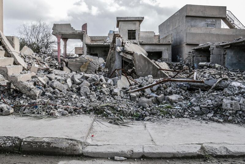 Bombed houses in the Hawiga area after IS has been driven away.