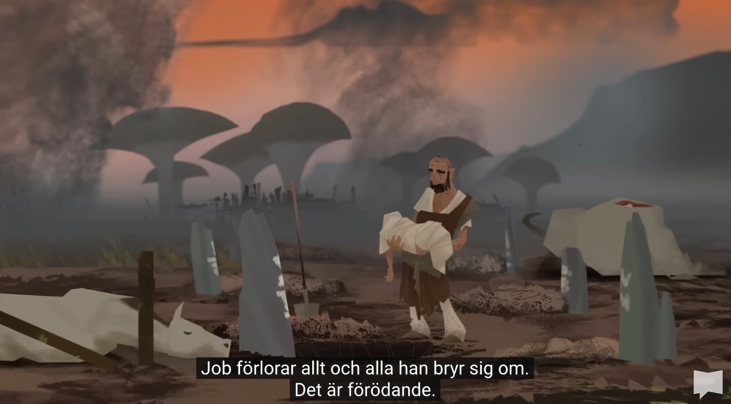 Skärmavbild Youtube från Bible projects film om Job och lidande.