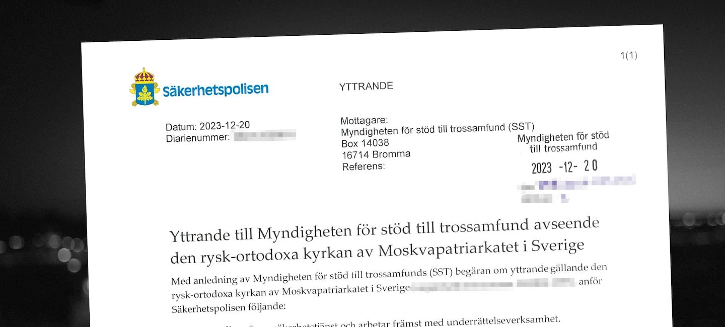 Som Dagen rapporterade på måndagen bedömer Säkerhetspolisen att rysk-ortodoxa kyrkan i Sverige används av den ryska staten ”som en plattform i syfte att bedriva underrättelseinhämtning och annan säkerhetshotande verksamhet i form av påverkan mot Sverige”, vilket VLT först rapporterade om.

Dessutom uppger Säpo att företrädare för rysk-ortodoxa kyrkan i Sverige har haft kontakter med personer som verkar för de ryska säkerhets- och underrättelsetjänsterna i Sverige, och att kyrkan ”vid flera tillfällen erhållit betydande finansiering från den ryska staten”.