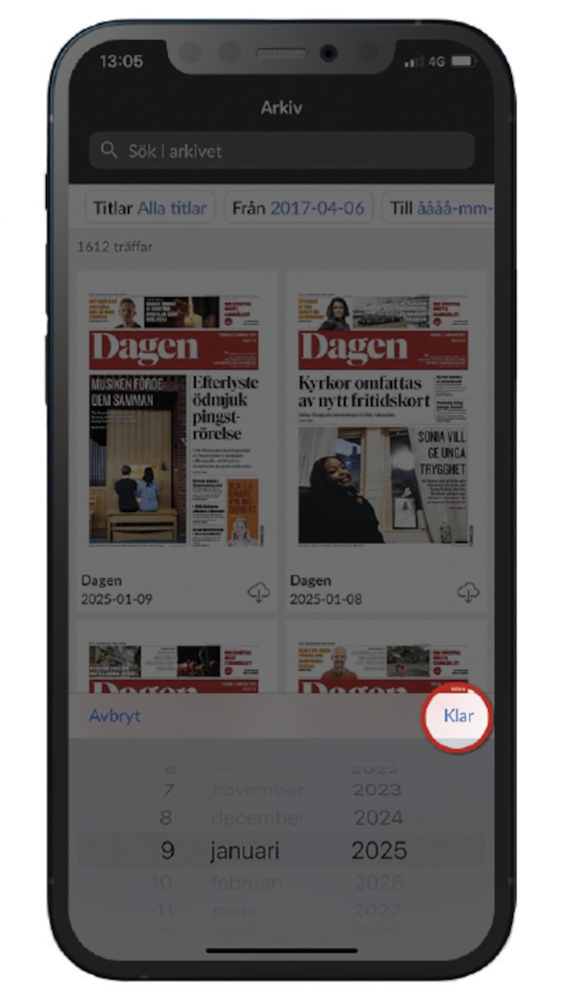 Så söker du i Dagens digitala arkiv.